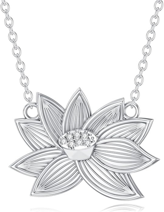 Diamond Lotus Necklace for Women 925 Sterling Silver Diamond Necklace Diamond Lotus Pendant Jewelry Women Necklace Gifts