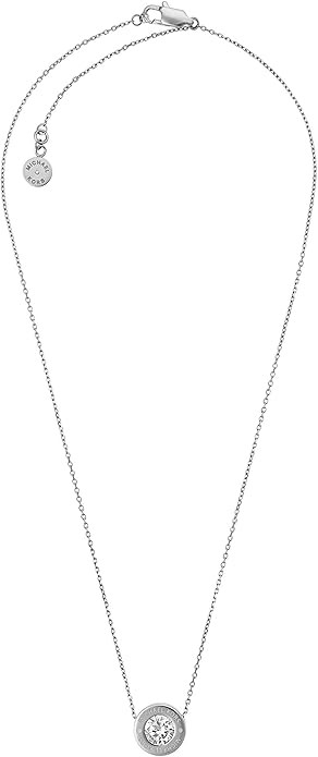 Michael Kors Stainless Steel and Pavé Crystal Pendant Necklace for Women, Color: Silver (Model: MKJ5341040)