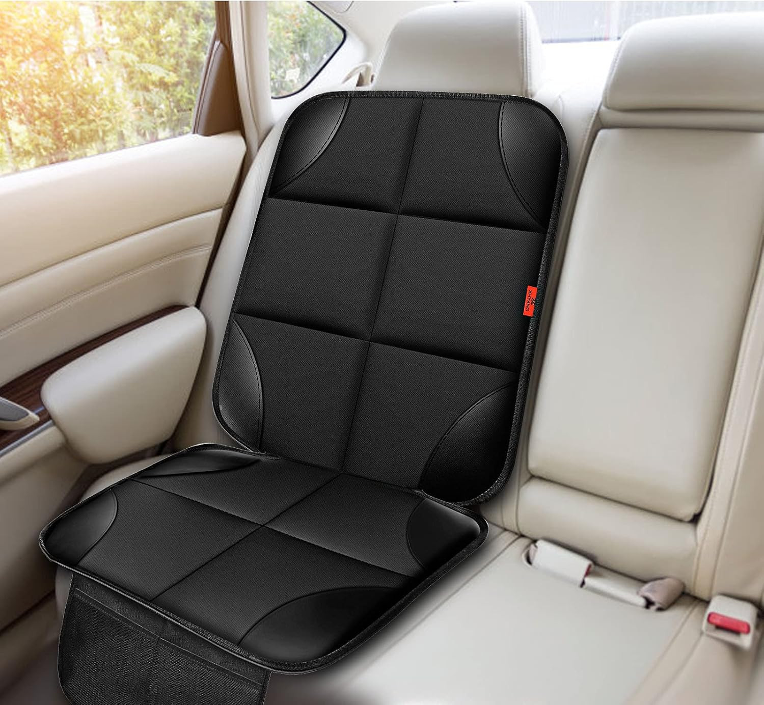 Car Seat Protector 2 Pack Car Seat Cushion Mat Thickest Padding,Waterproof 600D Fabric Car Seat Covers for Non-Slip Backing Mesh Pockets for Baby and Pet(2 Seat Protector)