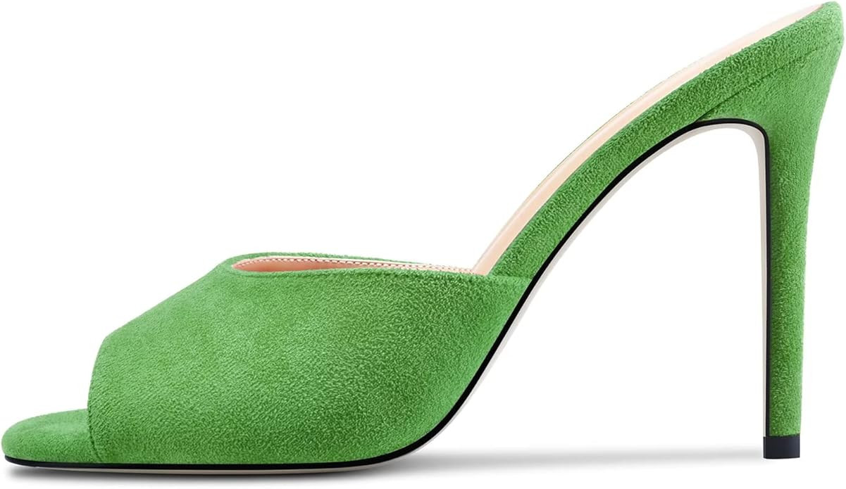 TNYNFBEB Women Stiletto High Heel Peep Open Toe Sandals Slingback Slip-on Wedding Office Cute Basic Classic 3.9 Inches Heels