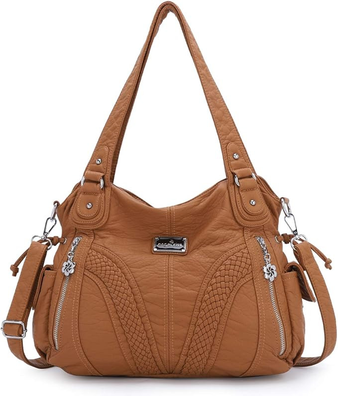 Purses and Handbags Women Fashion Tote Bag Shoulder Bags Top Handle Satchel Purses Washed Synthetic Leather Handbag