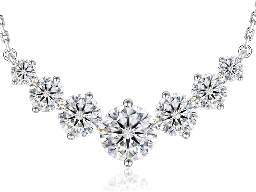 KRKC Moissanite Pendant Necklace for Women, 1.7CT/2.8CT/5CT Lab Created Diamond Necklace Anniversary Romantic Gift for Her, VVS1 Clarity D Color, Adjustable S925 Sterling Silver Chain 14K White Gold P