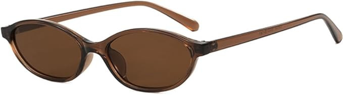 Retro Oval Cat Eye Sunglasses for Women Trendy Small Lightweight Y2k Narrow Sunnies Cateye Frame Shades BS2100