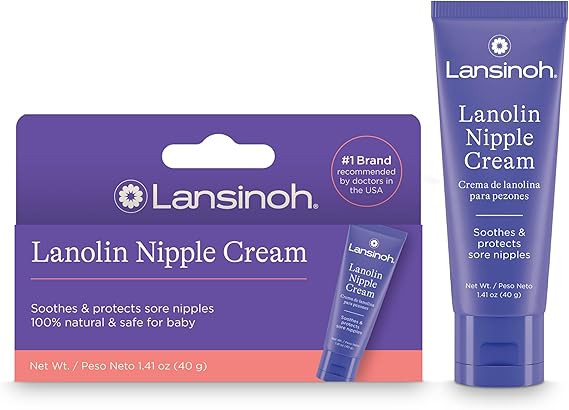 Lansinoh Lanolin Nipple Cream Safe for Breastfeeding Baby, 100% Natural Nipple Butter for Mom, Breastfeeding Essentials, 1.41 Ounces