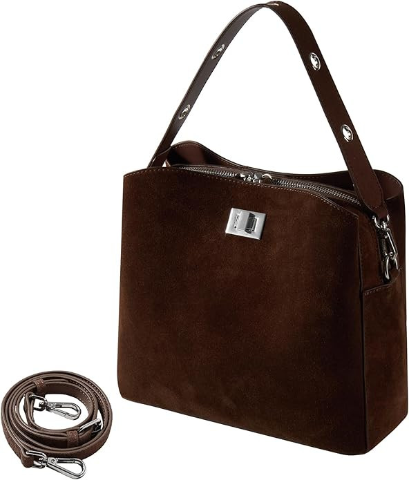 Genuine Leather Suede Bags for Women, Vintage Suede Handbag Purse Suede Hobo Bag Slouchy Bag