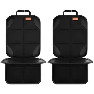 Car Seat Protector, 2Pack Seat Protector Protect Child Seats with Thickest Padding and Non-Slip Backing Mesh Pockets for Baby and Pet,Sedan SUV Truck (Black)