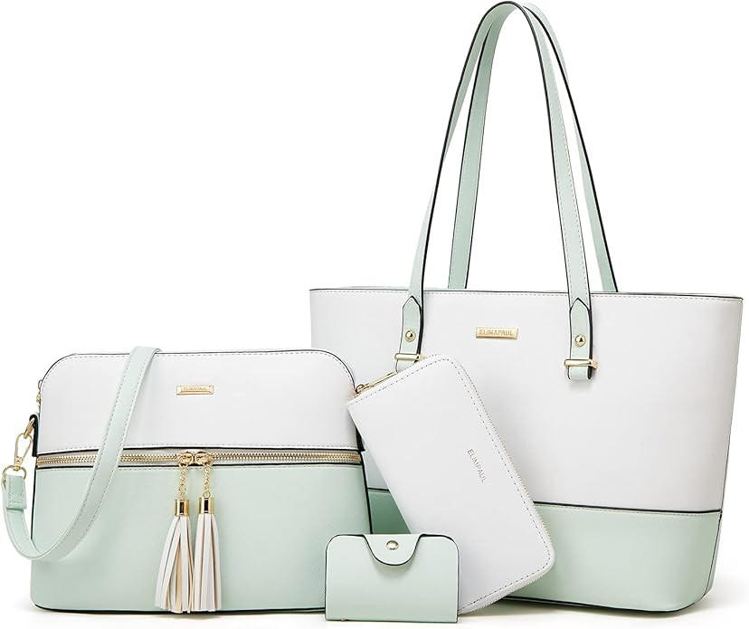 Women Fashion Handbags Wallet Tote Bag Shoulder Bag Top Handle Satchel Purse Set 4pcs