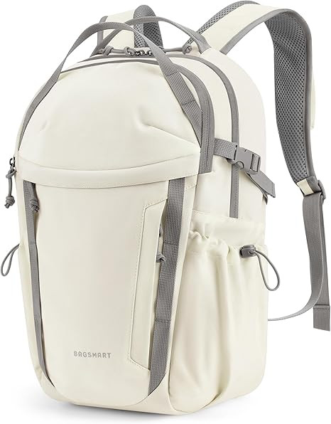 BAGSMART Travel Backpack for Men and Women, Lightweight 15.6" Laptop Backpack, Large Weekender Bag, Water Resistant Stylish Casual Daypack for Flight, College, Outdoor, Beige