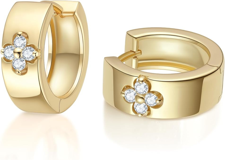 Premium Moissanite Clover Hoop Earrings for Lucky Women Best Gifts (D Color VVS1 Clarity 3EX Cut) S925 Sterling Silver 18K Gold 14K Color Plated Non Tarnish Easily