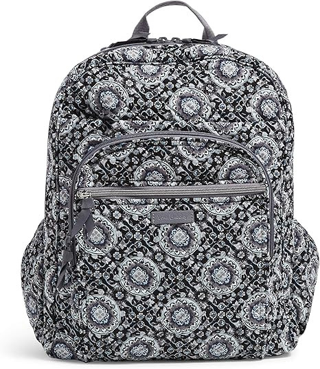Vera Bradley Women's Cotton XL Campus Backpack, Charcoal Medallion, One Size