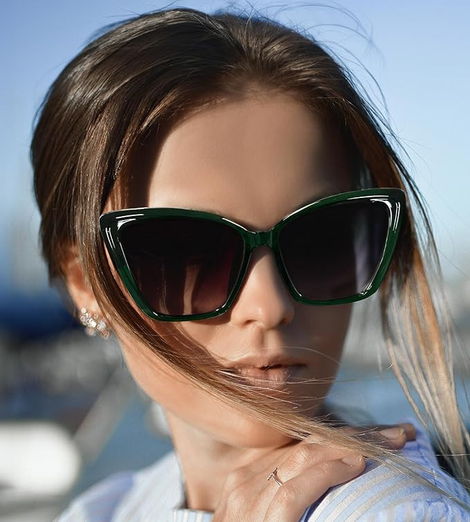 FEISEDY Trendy Polarized Women Sunglasses, Retro Womens Square Cat Eye Sun Glasses B4134
