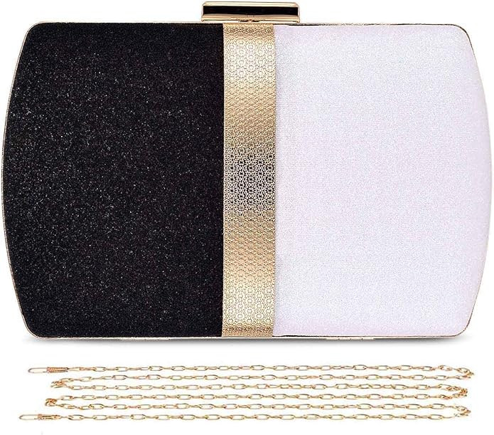 Selight Glitter Clutch Purse for Women Formal Evening Handbag Sparkly Wedding Bridal Purse Prom Cocktail Party Handbag Black White