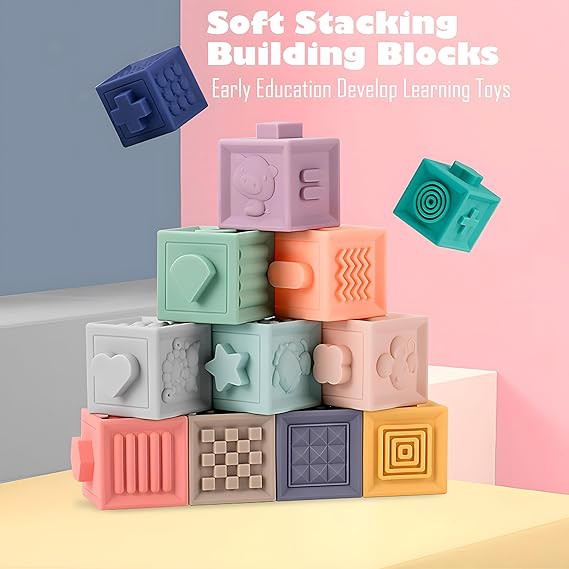 Montessori Toys Soft Stacking Building Blocks Rings Balls Sets 3 in 1 Baby Toys Bundle
