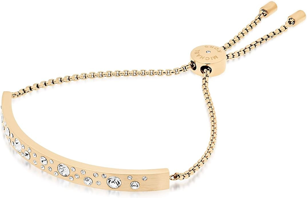 Michael Kors Stainless Steel and Pavé Crystal Chain Bracelet for Women, Color: Gold (Model: MKJ5982710)