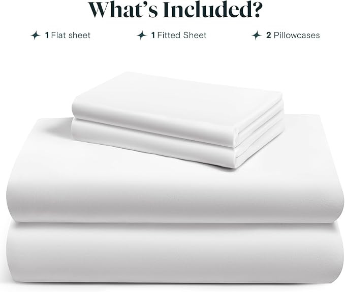 LuxClub Queen Sheets, 100% Organic Rayon Derived from Bamboo, Queen Cooling Sheet Set, Deep Pocket Up to 16", Breathable & Soft Bed Sheets, Hotel Luxury Silky Bedding Sheets & Pillowcases, White
