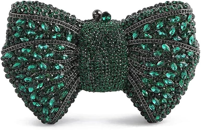 Women Luxury Bowknot Shaped Evening Clutch Sparkling Rhinestones Handbag for Banquet Wedding Party