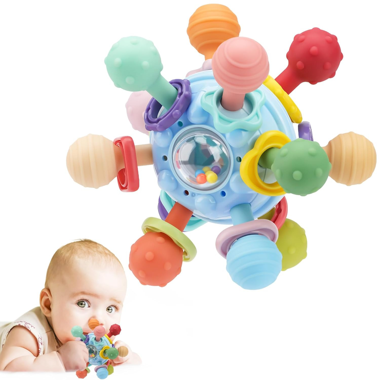 TOHIBEE Baby Montessori Sensory Toys for 0-6 6-12 Months, Baby Teether Teething Toys for Babies