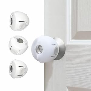 Child Proof Door Knob Covers, Toddler Door Locks, Baby Proof Safety Locks for Doors, 4 Pack/White