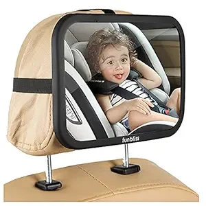 Baby Car Mirror Most Stable Backseat Mirror with Premium Matte Finish Super Clear PMMA Material Mirror Safe, Secure and Shatterproof,Black