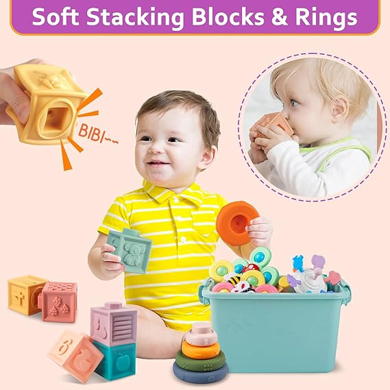 Baby Toys for 6 to 12 Months, Montessori Sensory Bins Toys for Toddlers 1-3