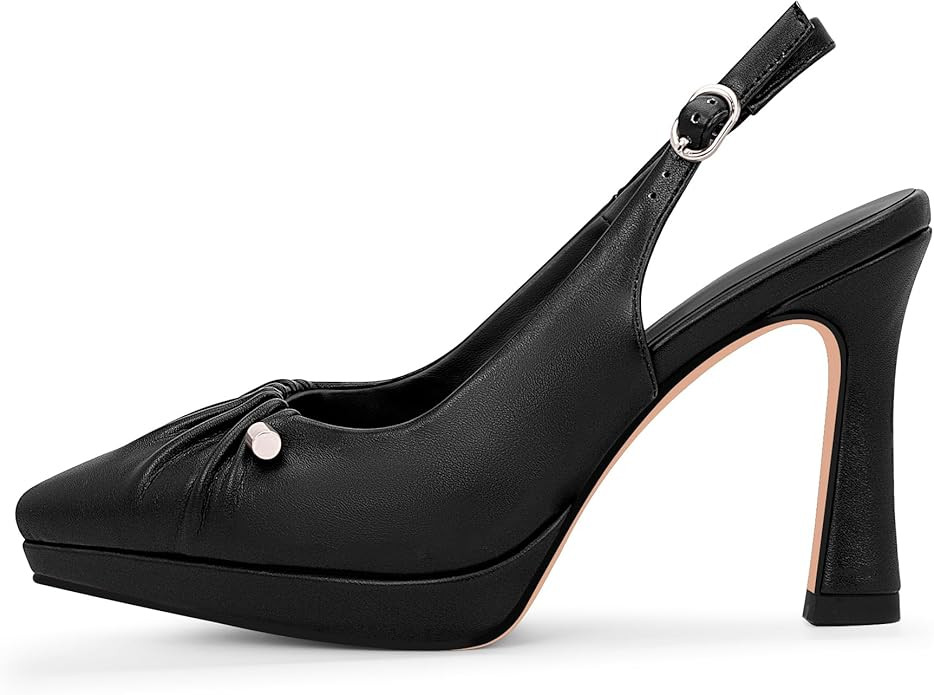 100FIXEO Women's Pointed Toe Platform High Stiletto Heel Slingback Pumps Dress Shoes