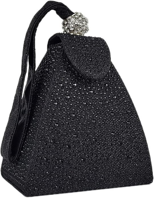 Women Rhinestone Unique Evening Bag Triangle Handbag Wristlet Clutch Purse Wrist Bag