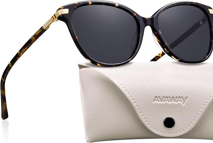 AVAWAY Cateye Polarized Sunglasses for Women - 100% UV Protection Cute Sun Glasses Acetate Frame Trendy Designer Shades