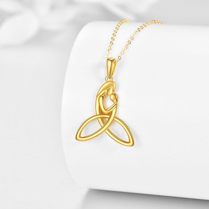 KECHO 14K Gold Celtic Knot Necklace for Women Amulet Pendant Irish Jewelry Birthday Gifts for Wife Daughter Mom