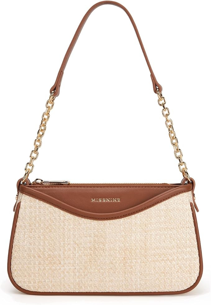 Missnine Shoulder Bag for Women Small Purse Trendy Clutch Hobo Bag Vegan Leather Mini Handbag with Zipper Closure