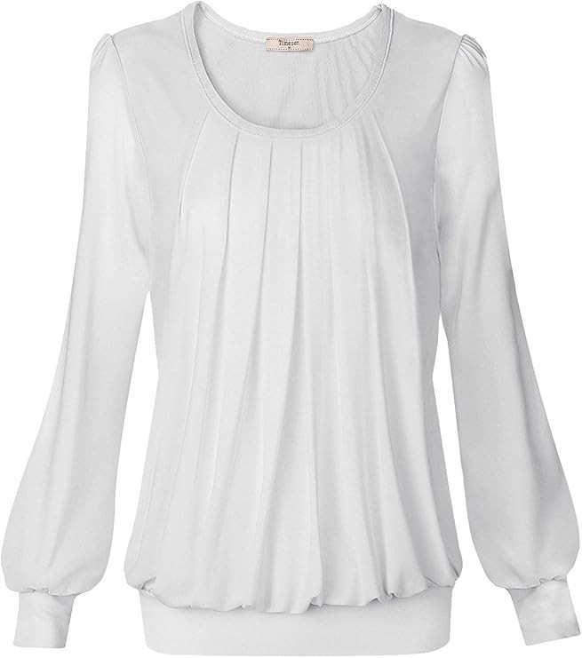 Timeson Women's 3/4 Sleeve Tops Dressy Casual Business Work Blouses Chiffon Office Shirts