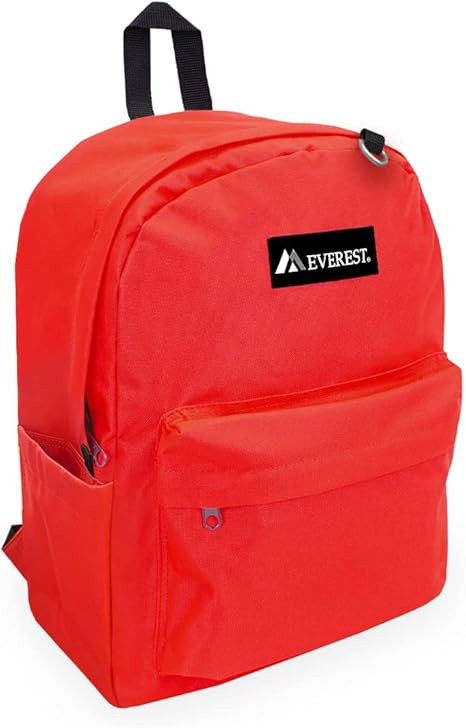 Everest Classic Laptop Backpack W/Side Pocket, Red, One Size