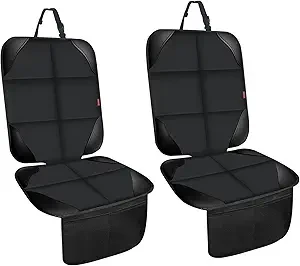 Car Seat Protectors for Child Car Seats,2 Pack Leather Seats Protectors with Non-Slip Bottom Large Mesh Pockets,Waterproof Leather and Fabric Car Seats for SUV, Sedan, Trunk