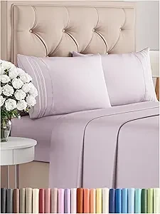 Full Size 4 Piece Sheet Set - Comfy Breathable & Cooling Bed Sheets Set - Hotel Luxury Bedding for Women, Men, Kids & Teens - Deep Pockets, Easy-Fit, Soft & Wrinkle Free - Oeko-Tex - Light Lavender